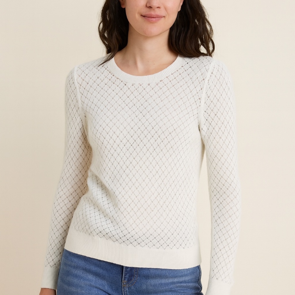 LOFT White‎ Textured Knit Pullover Lightweight Sweater – Size Small